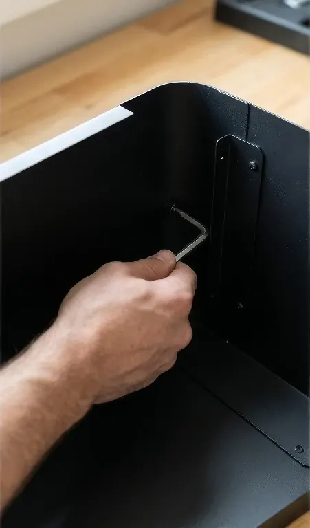 Vissage d'une fixation au mur